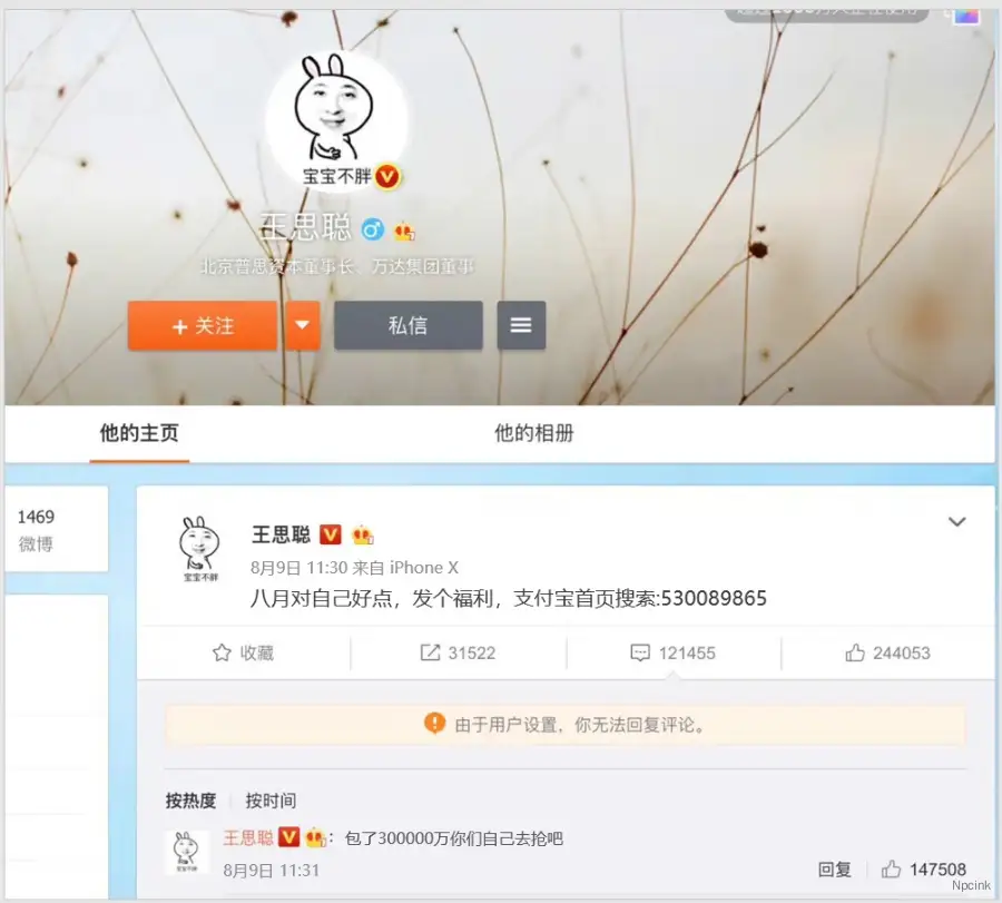 王思聰微博發支付寶紅包PPT模版-@殤小辛