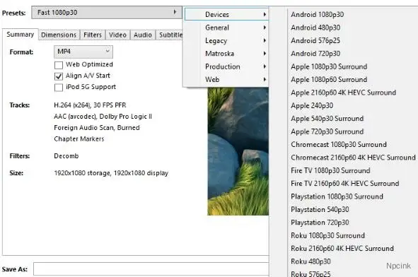 HandBrake - 視頻轉碼工具