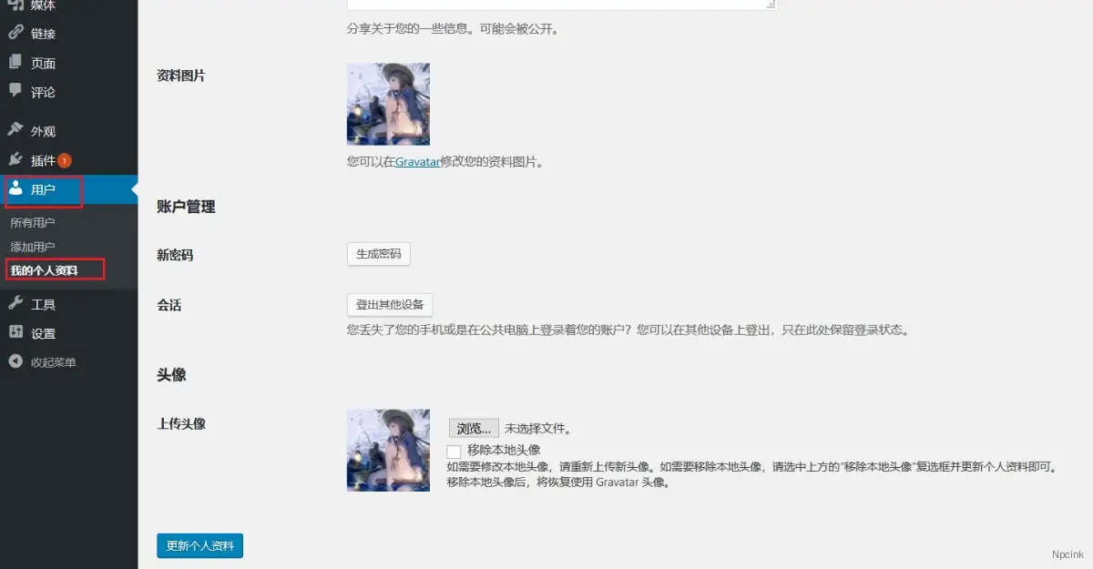 纯代码实现用户添加自定义头像功能 - wordpres开发
