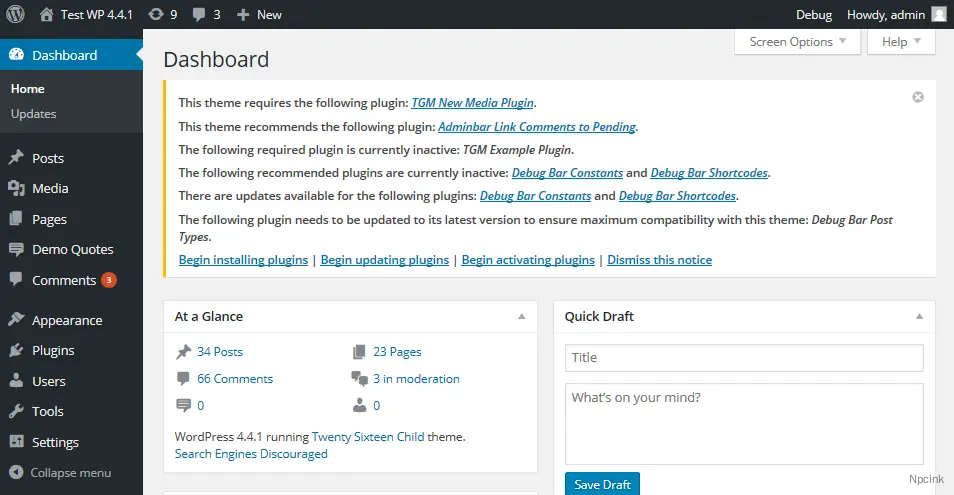 TGM-Plugin-Activation  - 激活Wordpress主題需要的插件