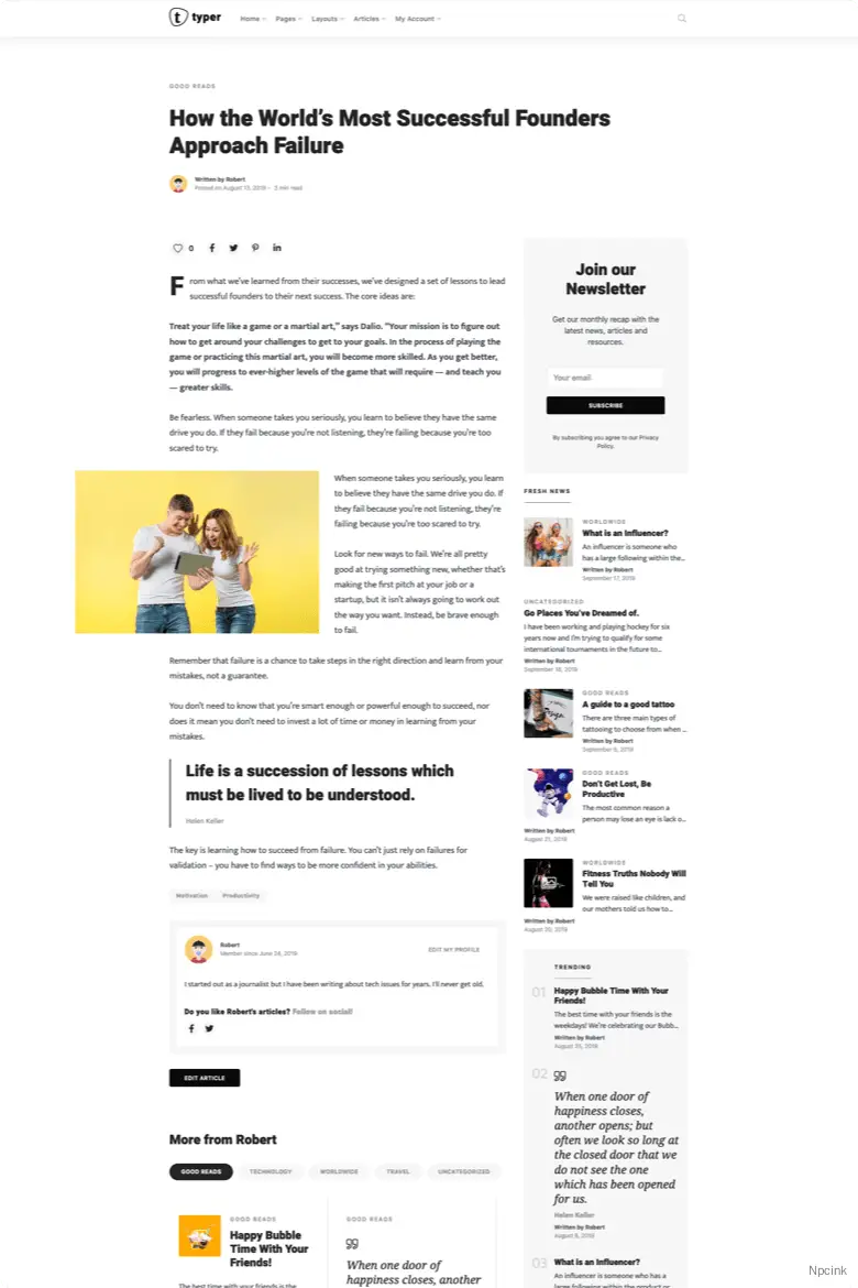 Typer - 驚人的博客和多作者發(fā)布主題