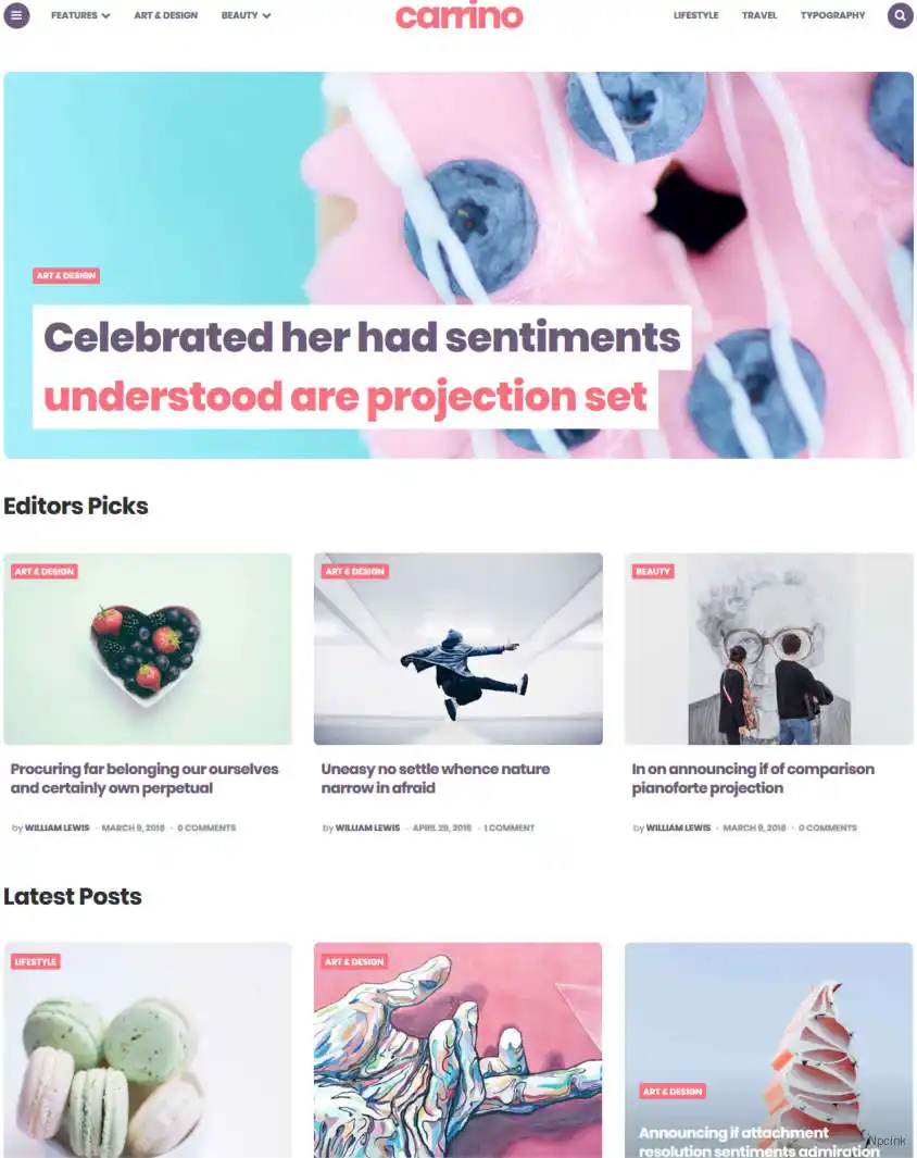 Carrino - 令人興奮的古騰堡博客主題