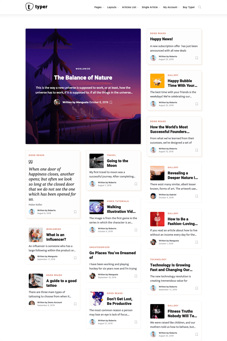 Typer - 惊人的博客和多作者发布主题