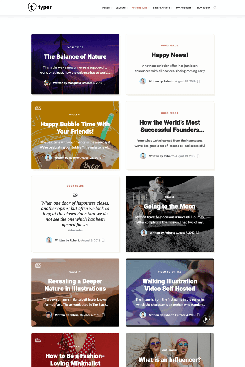 Typer - 驚人的博客和多作者發(fā)布主題