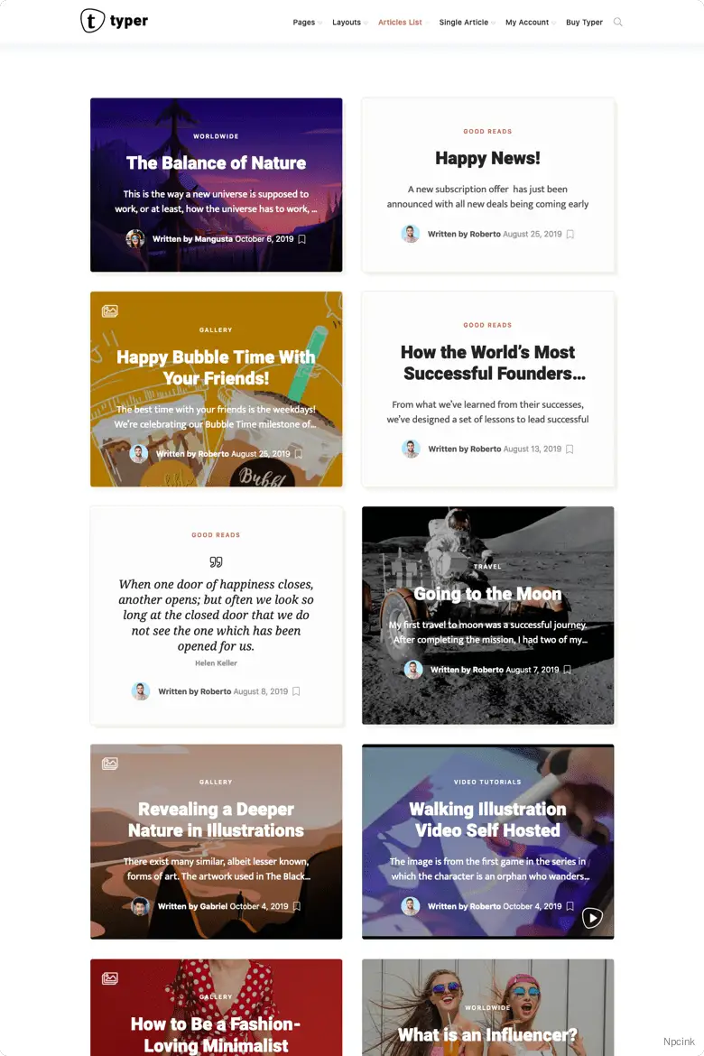 Typer - 驚人的博客和多作者發(fā)布主題
