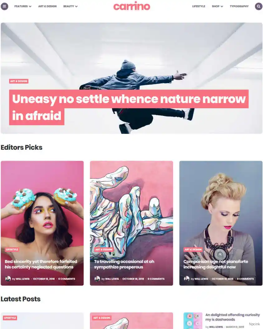 Carrino - 令人興奮的古騰堡博客主題