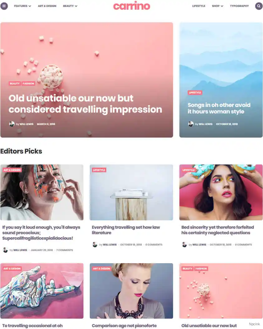 Carrino - 令人興奮的古騰堡博客主題