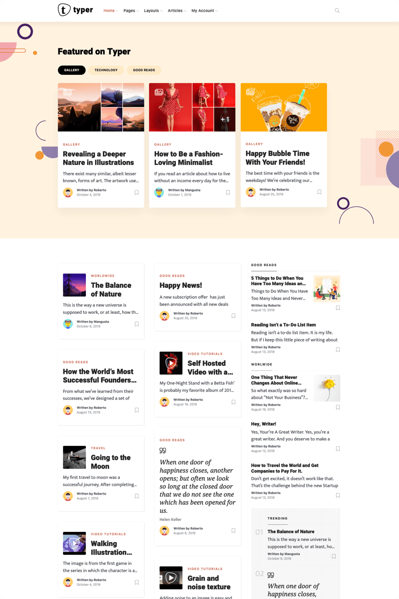 Typer - 惊人的博客和多作者发布主题