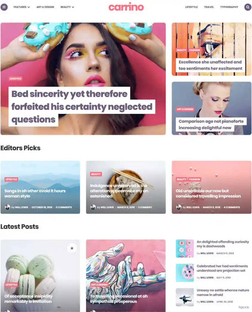 Carrino - 令人興奮的古騰堡博客主題