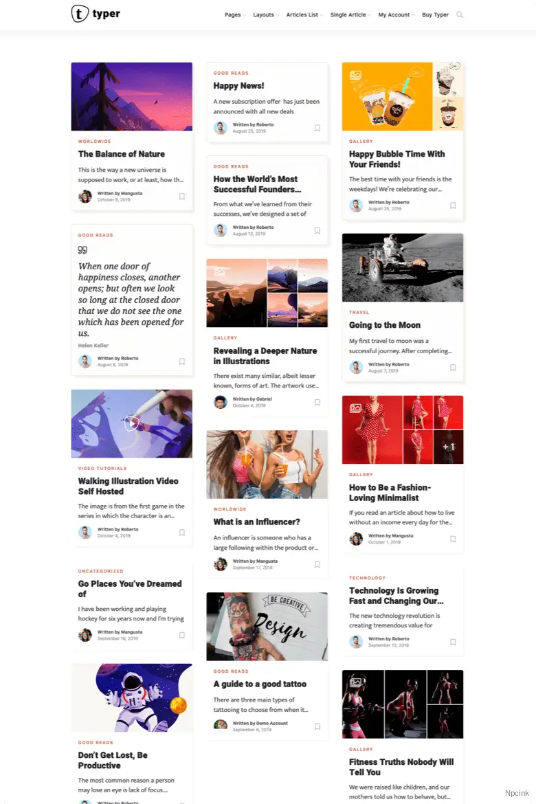 Typer - 驚人的博客和多作者發(fā)布主題