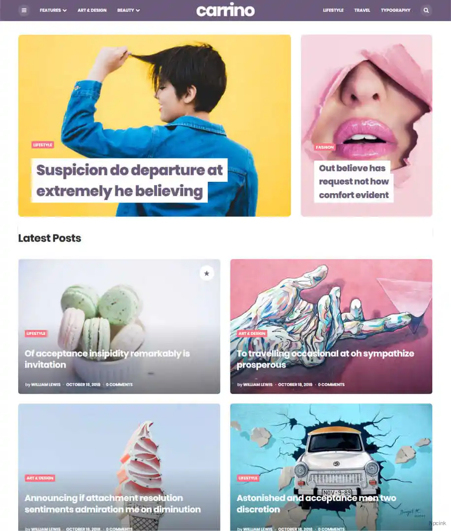 Carrino - 令人興奮的古騰堡博客主題