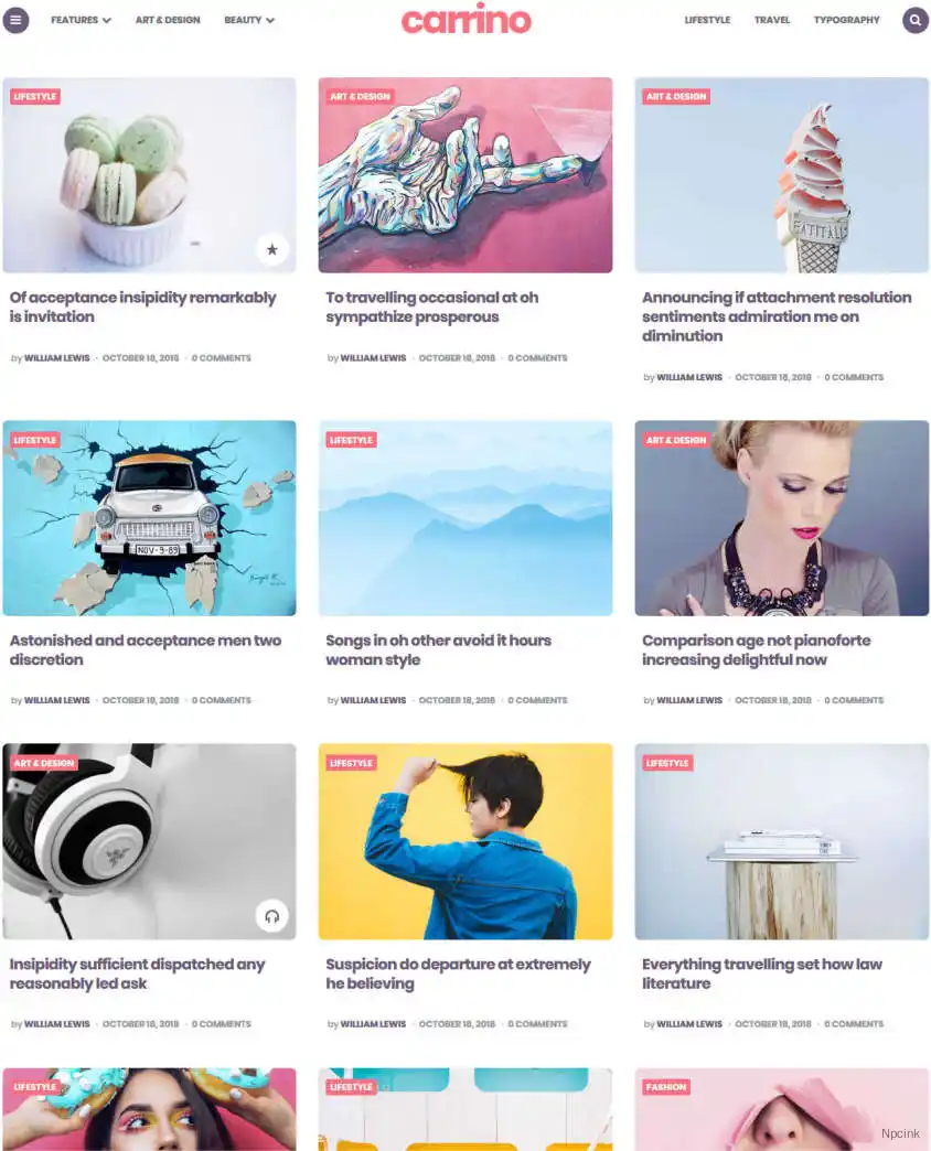 Carrino - 令人興奮的古騰堡博客主題