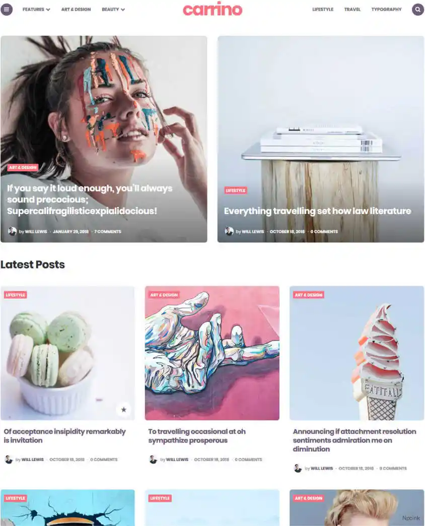 Carrino - 令人興奮的古騰堡博客主題