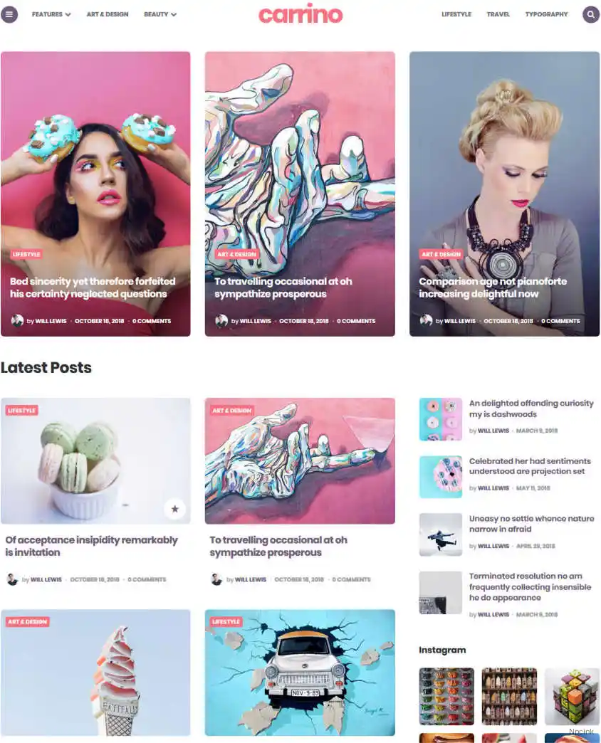 Carrino - 令人興奮的古騰堡博客主題