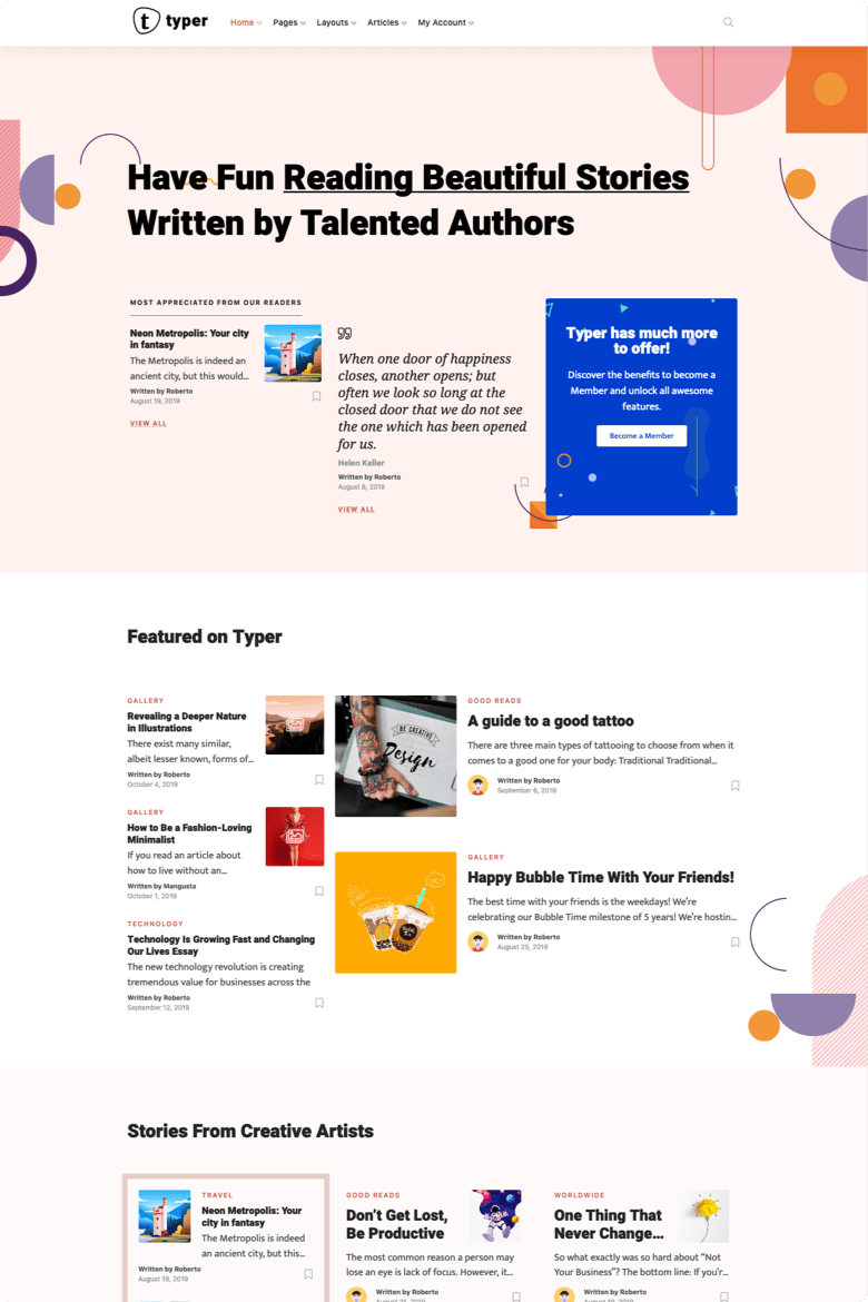 Typer - 惊人的博客和多作者发布主题