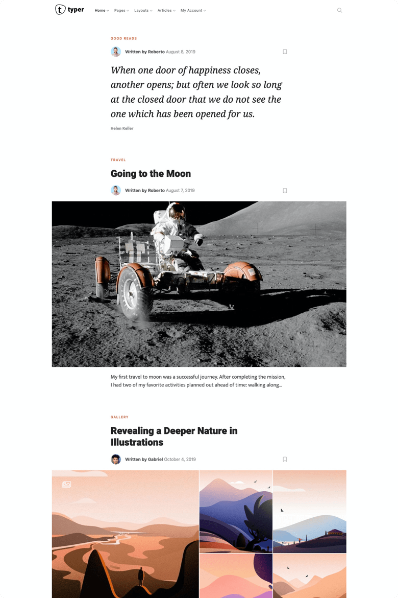 Typer - 驚人的博客和多作者發(fā)布主題