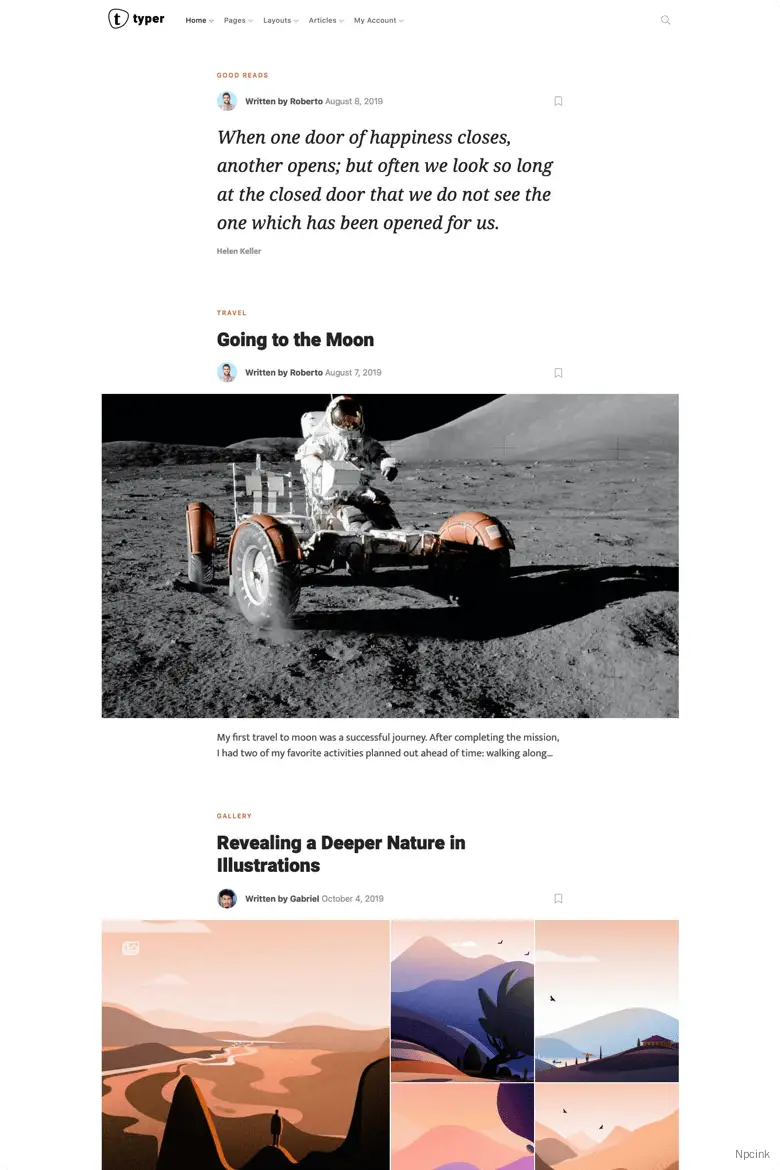 Typer - 驚人的博客和多作者發(fā)布主題
