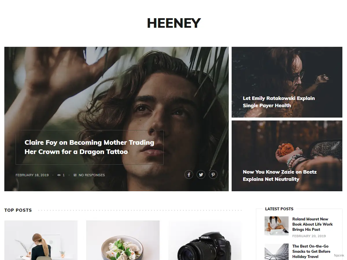 Heeney - 現代博客WordPress主題