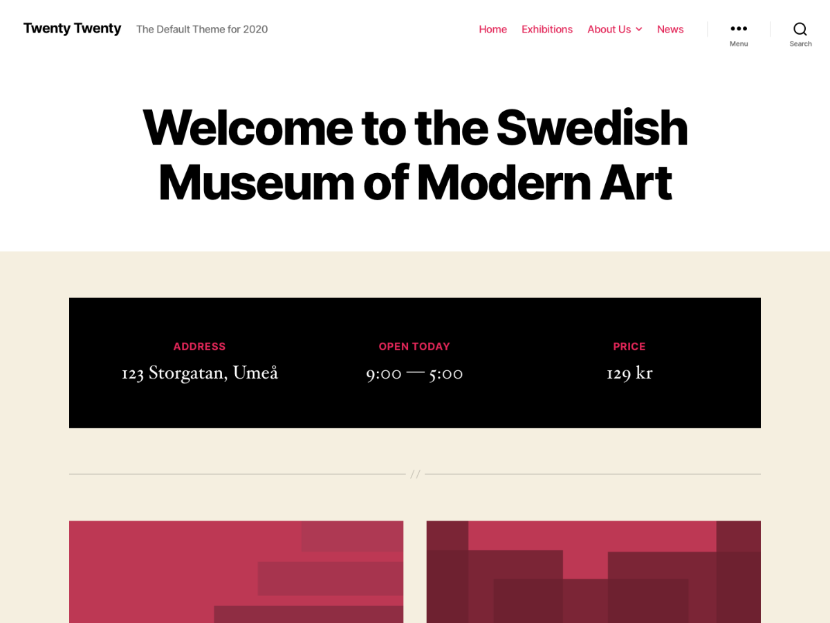 Twenty Twenty – WordPress經典主題