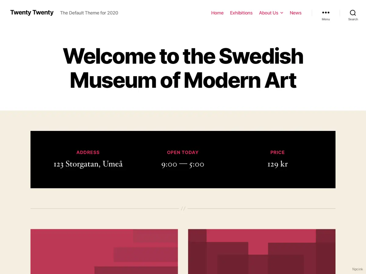 Twenty Twenty - WordPress經典主題