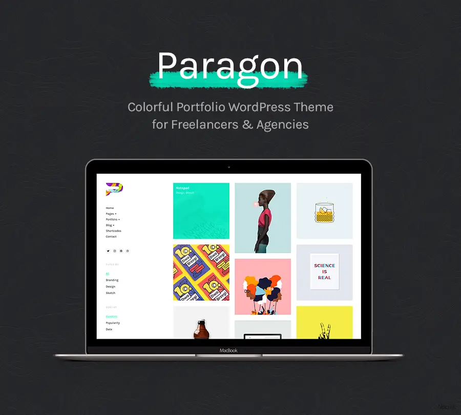 Paragon - 面向自由職業者和代理商的多彩投資組合wordpress主題