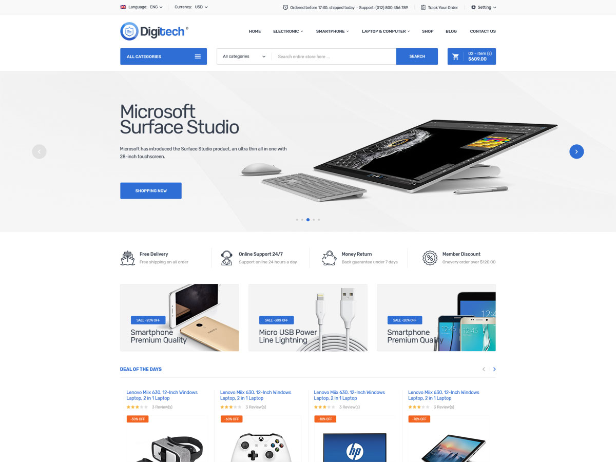 Digitech – WooCommerce WordPress的技術主題