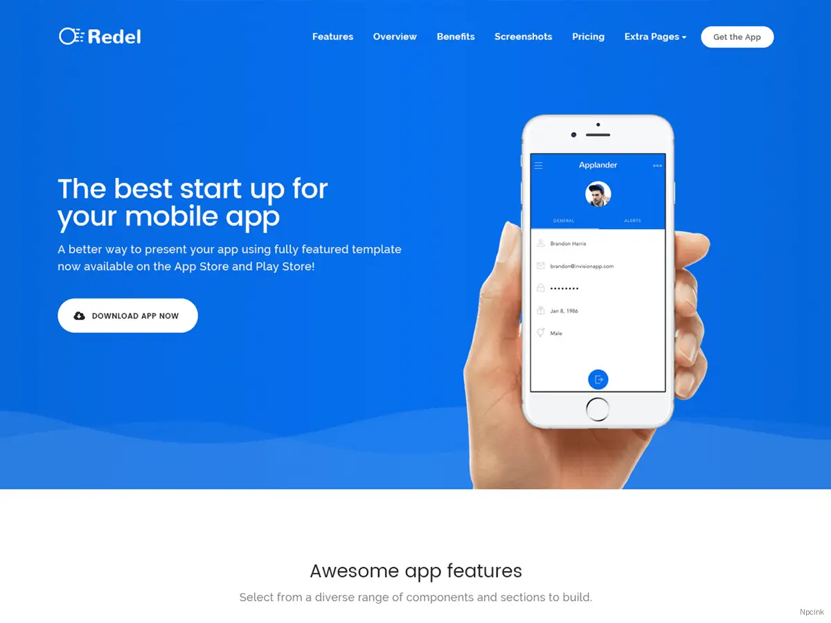 Redel - 響應(yīng)式應(yīng)用登陸WordPress主題