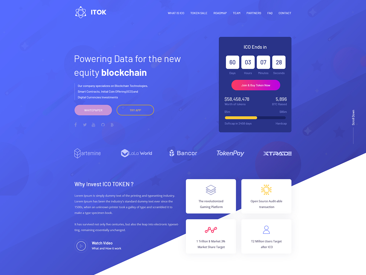ITok - ICO和Cryptocurrency WordPress主题