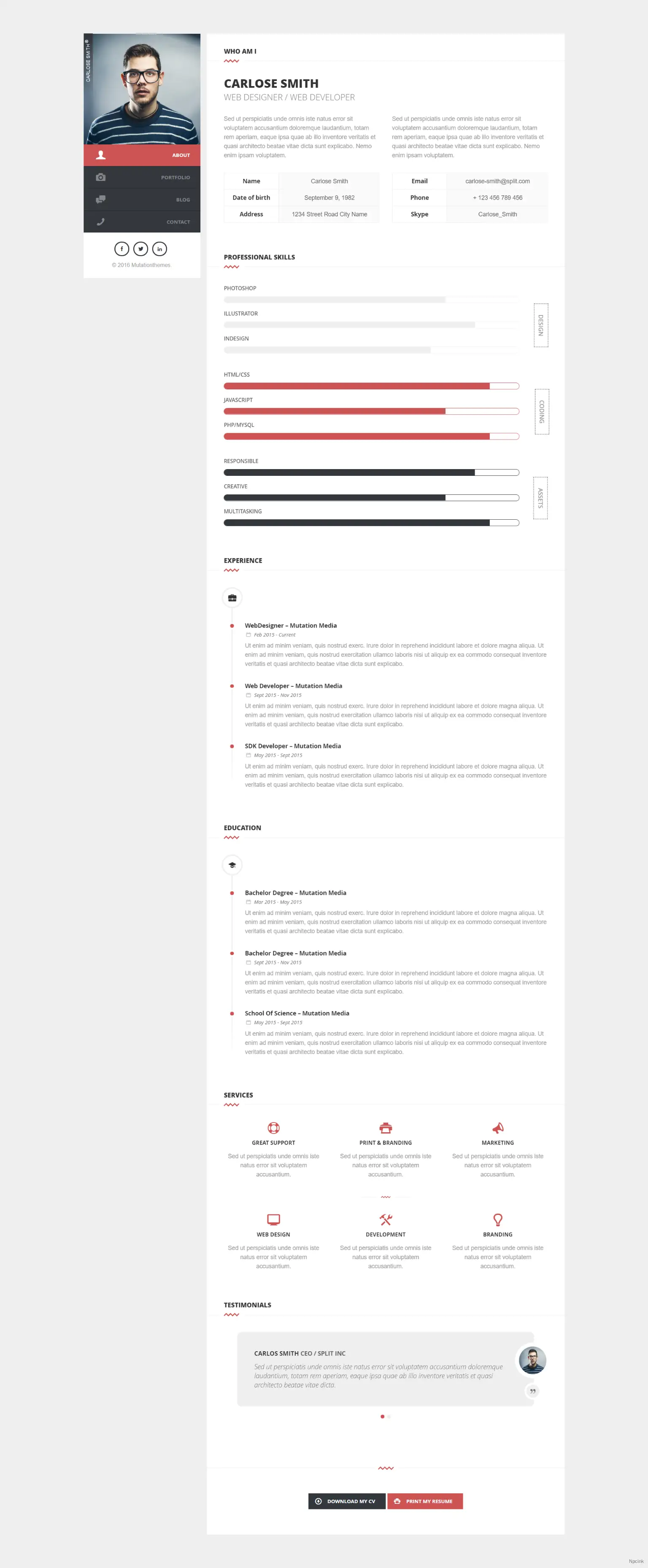 Split - WordPress CV / Vcard模板下载