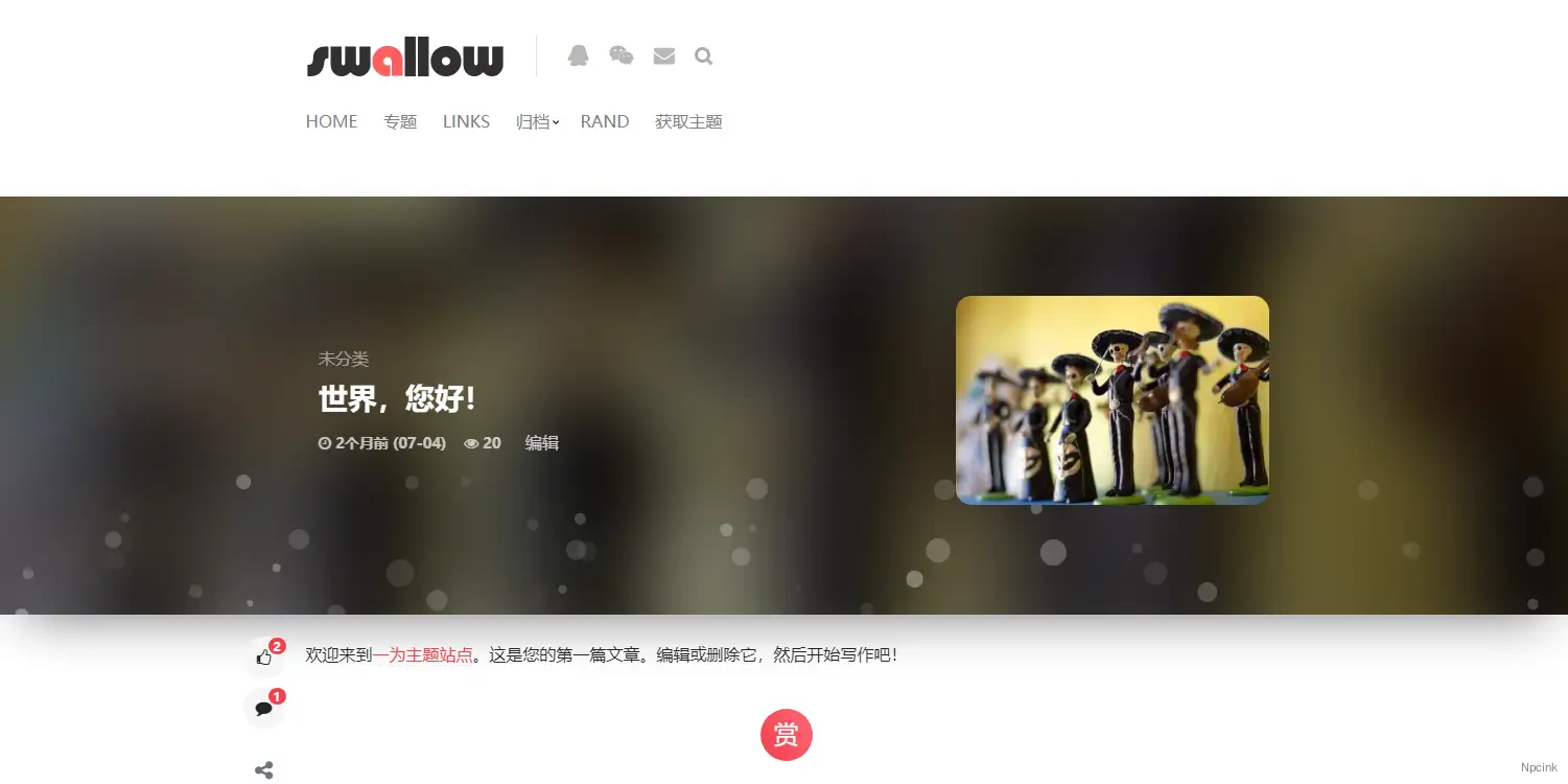 Swallow - 單欄Wordpress主題