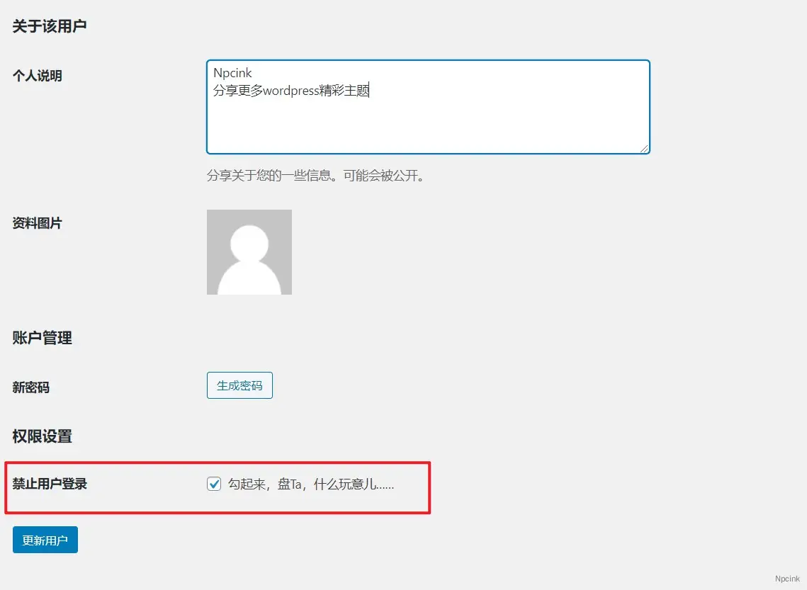 禁止指定用戶登錄（小黑屋） - wordpress開發(fā)