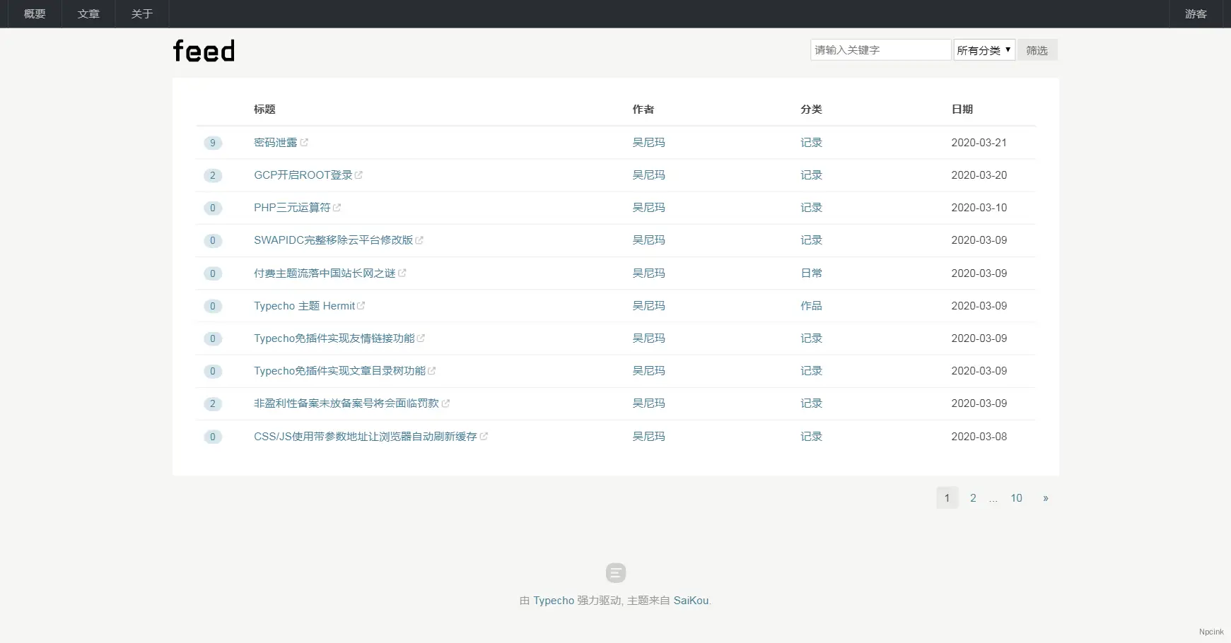 Admin - 騷氣的Typecho博客主題