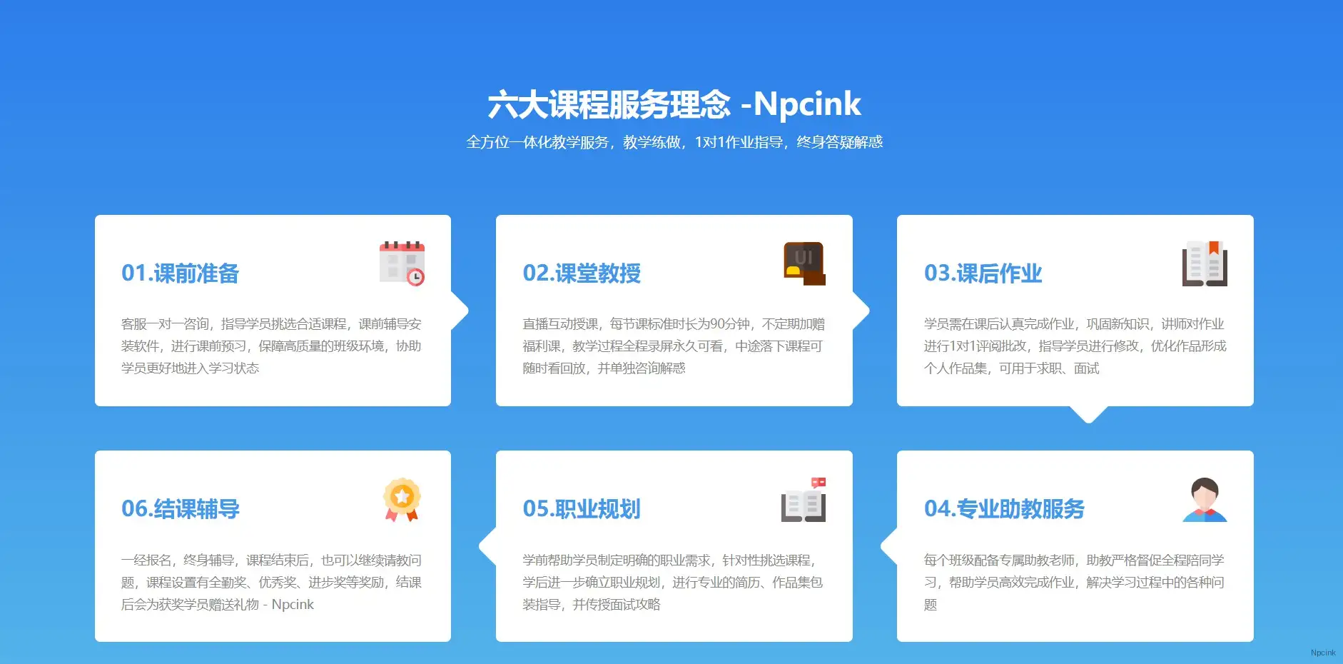 优设大课堂六模流程导览区块 - WordPress 区块