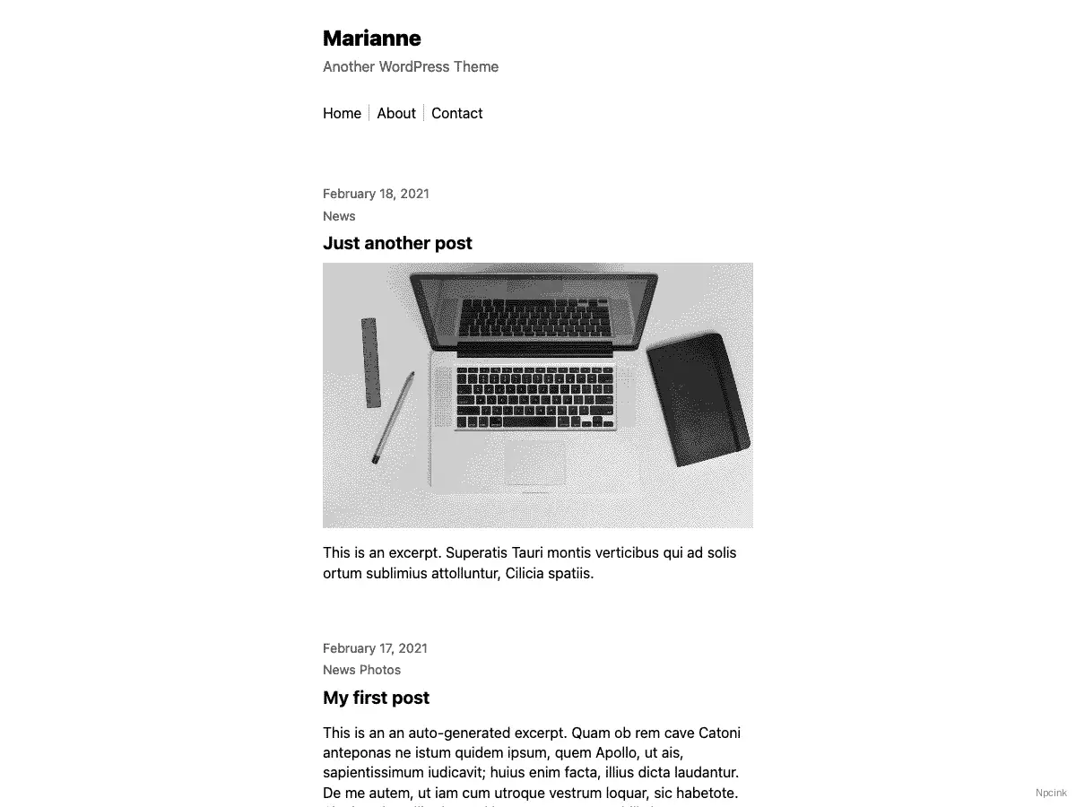 Marianne - WordPress 單欄博客主題