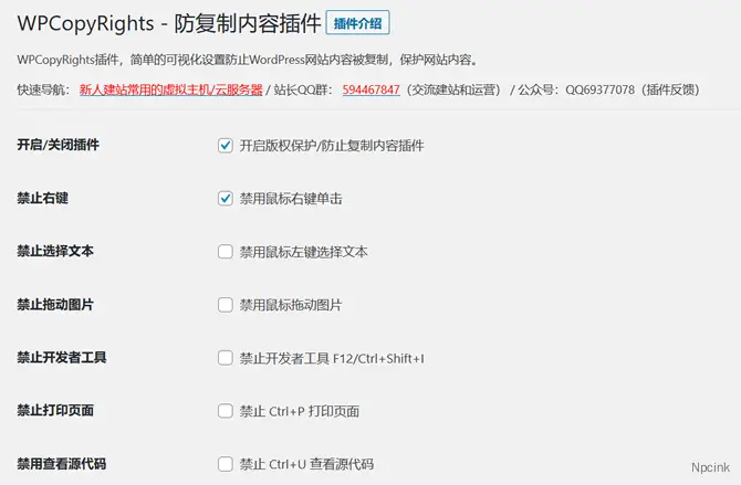 WPCopyRights - 網(wǎng)站防復(fù)制WordPress插件
