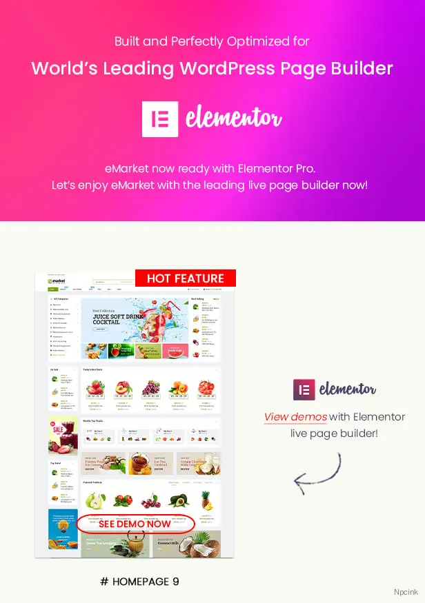 eMarket-多供應商MarketPlace Elementor WordPress主題