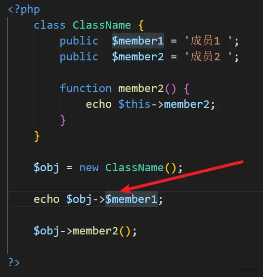 类中类外访问静态成员和普通成员 - PHP面向对象编程(OOP)