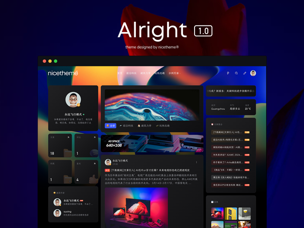 Alright – WordPress 三欄輕社區主題